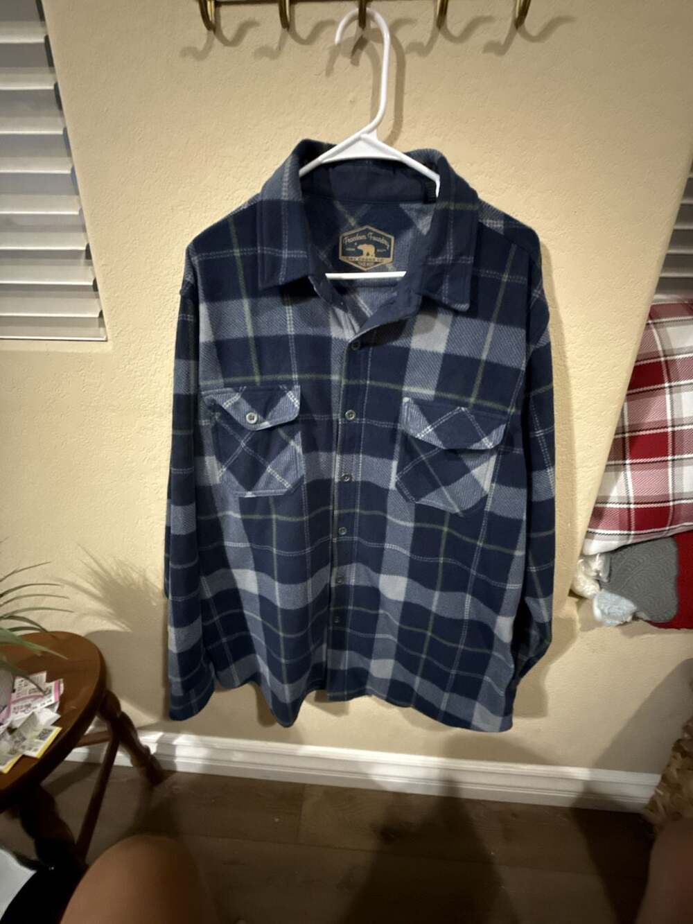 Freedom Foundry Plaid Fleece Button Up Size XL Blue